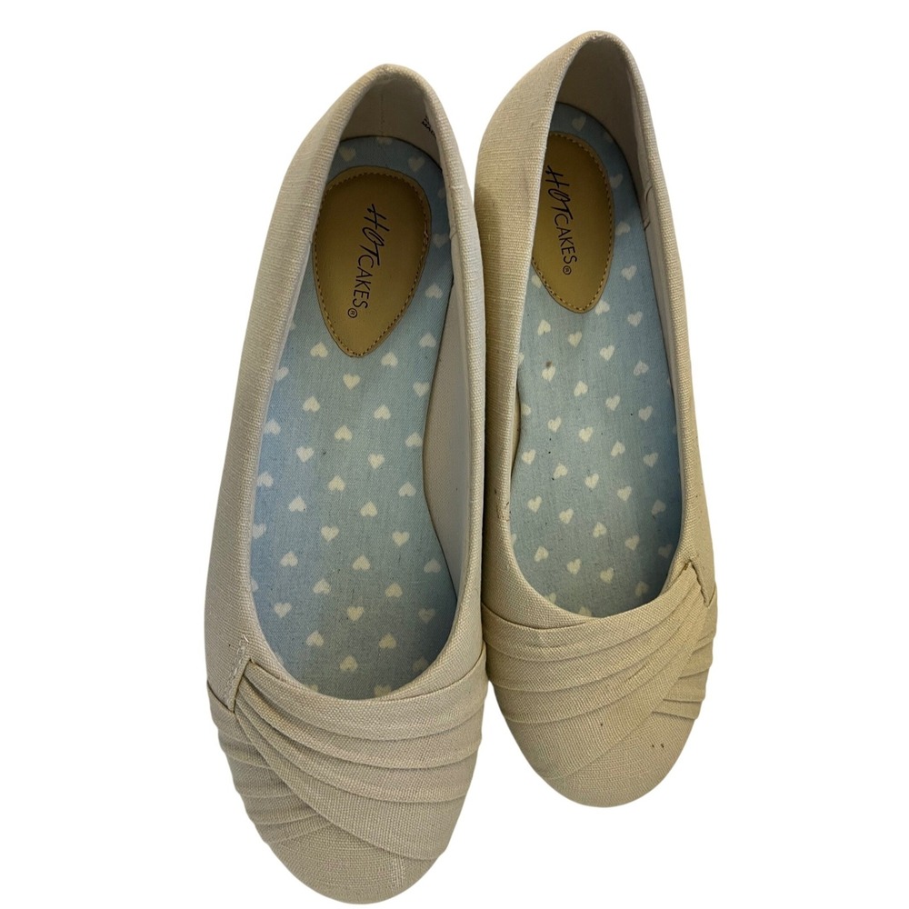 Hotcakes Allison Beige Pleated Round Toe Ballet Flats Womens Size 8M